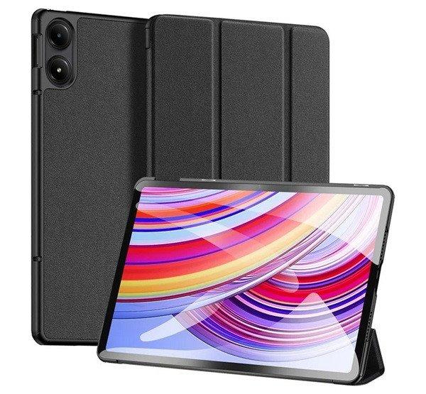 DUX DUCIS DOMO tok álló, bőr hatású (aktív FLIP, oldalra nyíló, TRIFOLD,
asztali tartó, textil minta) FEKETE Xiaomi Redmi Pad Pro