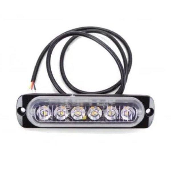 6 POWER LED-es SLIM sárga villogó modul 12V ALU