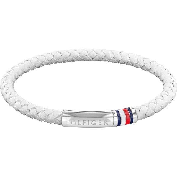 Tommy Hilfiger Fehér bőr karkötő acél csattal 2790405