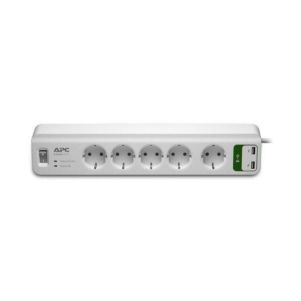 APC túlfeszültségvédő - PM5U-GR (Essential SurgeArrest, 5 aljzat, 5 V, 2,4
A, 2 port, USB-töltő, 230 V)