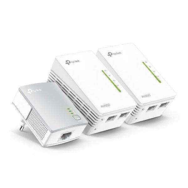 TP-Link Powerline AV600 2x100Mbps + Wireless N-es 300Mbps TL-WPA4220 TKIT
(3pack) áramköri jeltovábbító készlet