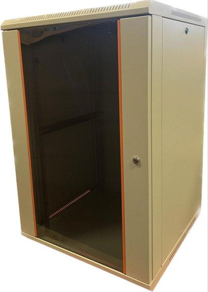 Techson 600 x 450 mély 18U magas, fali 19"-os rackszekrény, üvegajtó,
fehér
