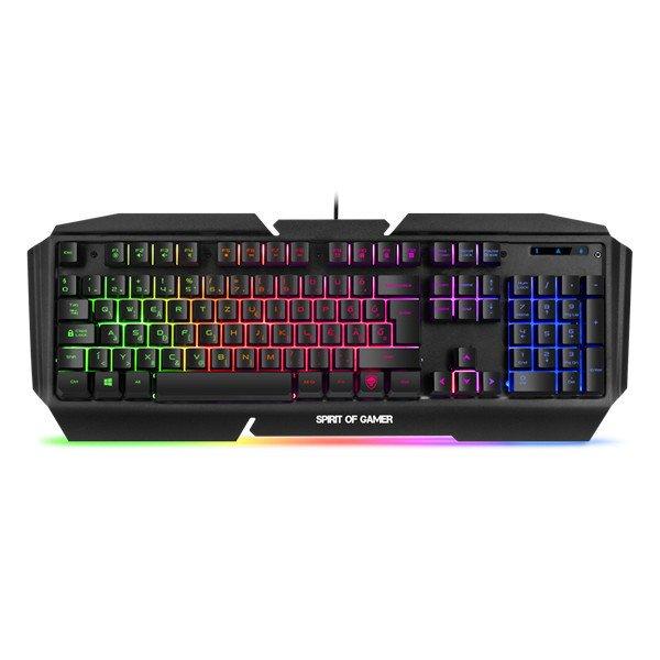 Spirit of Gamer Billentyűzet - PRO-K5 (105 gomb, Fém felső rész, RGB LED,
USB, 19 anti-ghost, fekete, magyar)