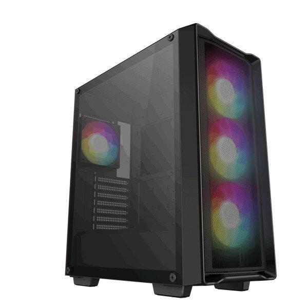 DeepCool Számítógépház - CC560 MESH V2 (ablakos, 4x12cm A-RGB ventilátor,
ATX, 2xUSB3.0, fekete)