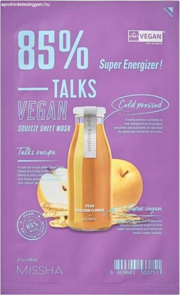 Missha Vegán arcmaszk Talks Vegan Squeeze Super Energizer (Sheet Mask) 27 g