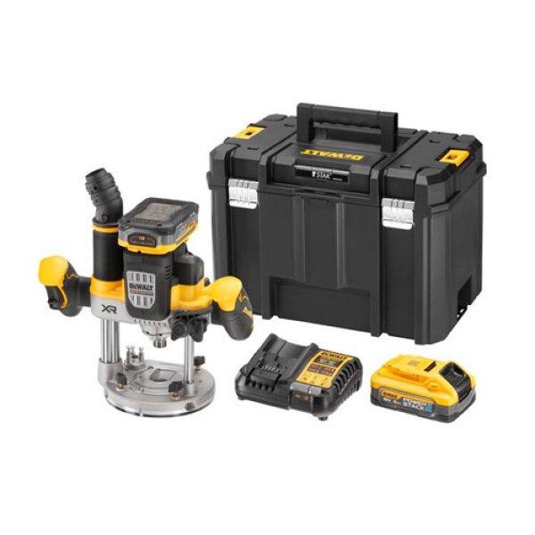 Dewalt Felsőmaró, 18V 2x5.0Ah Powerstack akku + töltő, koffer