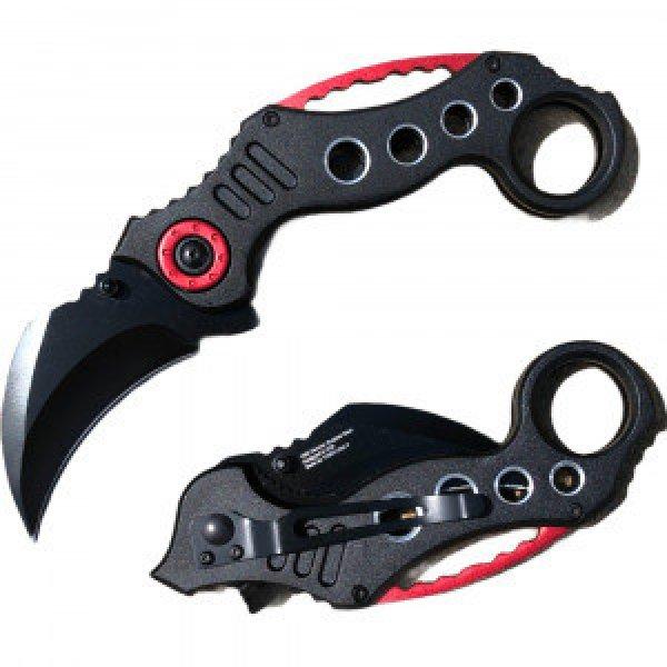 Ork rugós karambit piros-fekete