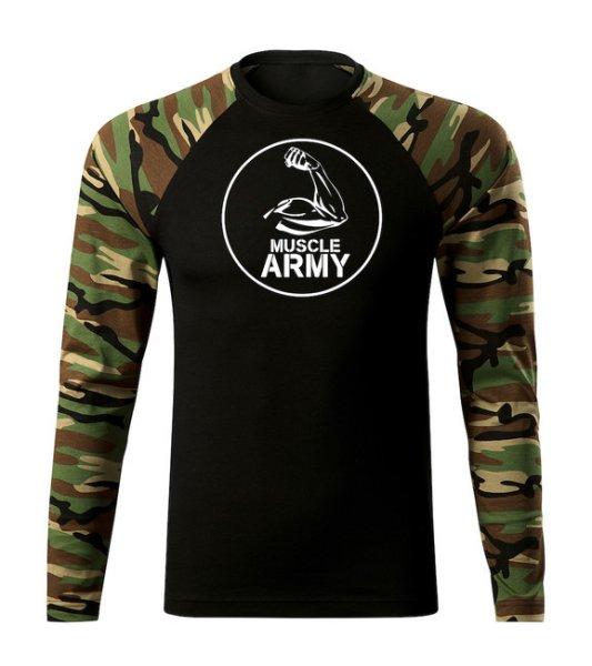 DRAGOWA Fit-T hosszú ujjú póló muscle army biceps, woodland 160g/m2