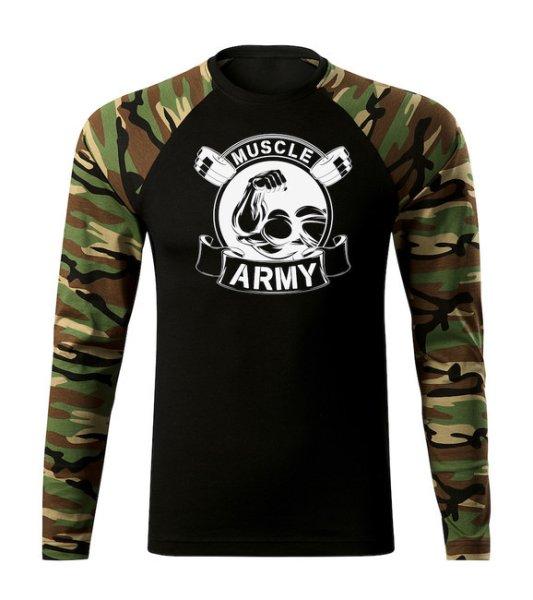 DRAGOWA Fit-T hosszú ujjú póló muscle army original, woodland 160g/m2