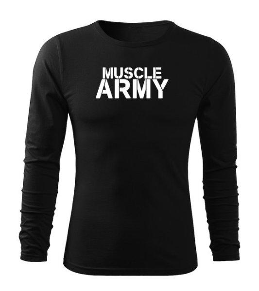 DRAGOWA Fit-T hosszú ujjú póló muscle army , fekete 160g/m2