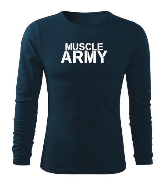 DRAGOWA Fit-T hosszú ujjú póló muscle army, sötétkék160g/m2