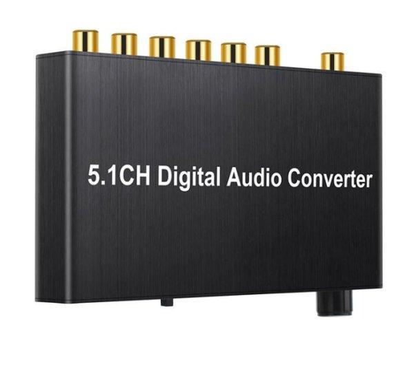 192 kHz-es DAC 5.1 csatornás digitális audio konverter dekóder koaxiális
toslink 2,0 csatornás analóg 3,5 mm-es jack kimenethez hangerőszabályzóval