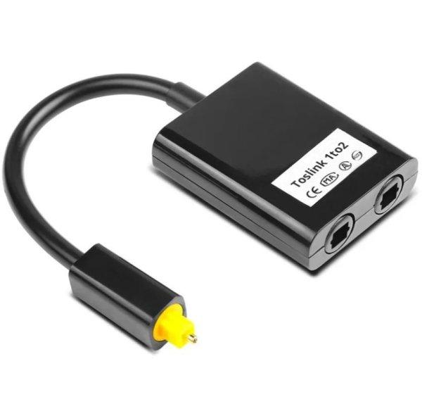 Digitális SPDIF optikai toslink audio Splitter elosztó 1x2 1 bemenet 2 kimenet