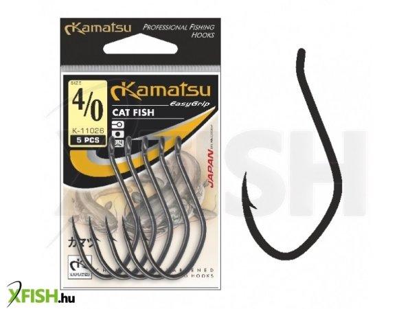 Kamatsu Cat Fish 4/0 Blnr Füles Harcsázó Horog Black Nickel 5 db/csomag