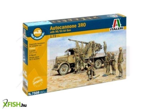 Italeri: Autocannon 3RO with 90/53 AA katonai jármű és löveg makett, 1:72