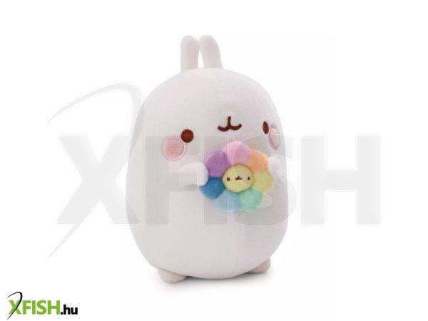 Nici: Molang, a nyuszi plüssfigura szivárványos virággal - 16 cm