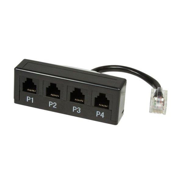 Logilink MP0036 Passive splitter for telephones RJ45 to 4xRJ11 Black