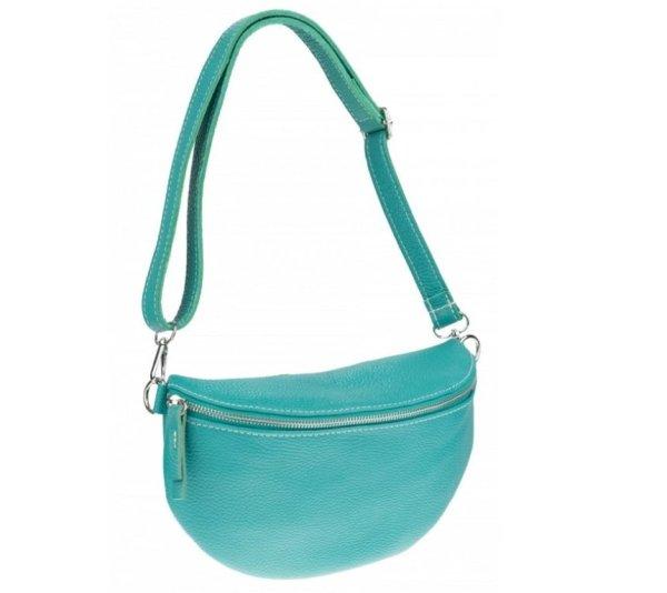 Valódi bőr női táska türkiz színű crossbody