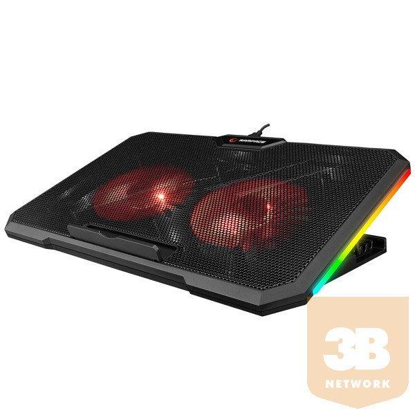 Rampage Notebook Hűtőpad 17"-ig - AD-RC12 GAMEZONE (2*12cm venti, 100rpm,
RGB LED) Fekete