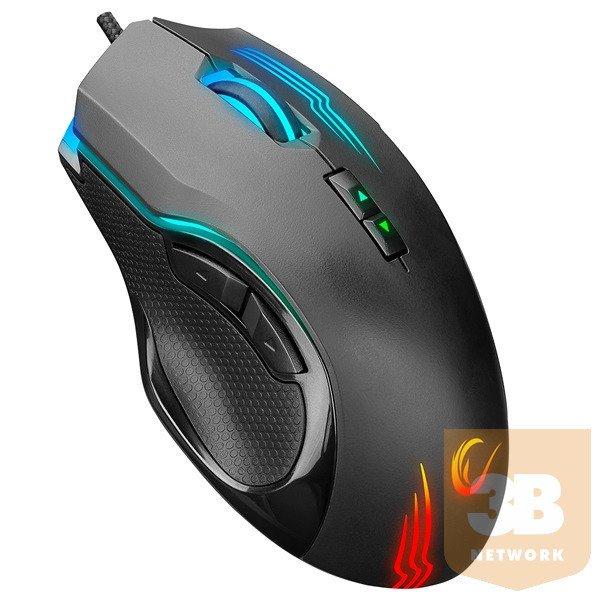 Rampage Egér Gamer - SMX-G38 CLAW (7200DPI, 8 gomb, makro, RGB LED, 1,8m
harisnyázott kábel, fekete)