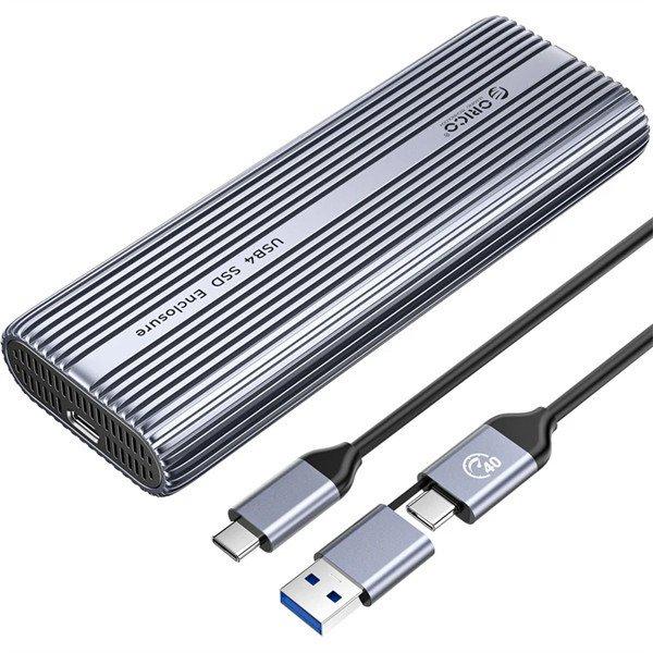 Orico Külső M.2 ház - ACOM2-U4-GY (USB-C 4-> M.2 NVMe, Max.: 8TB, 40 Gbps,
szürke)