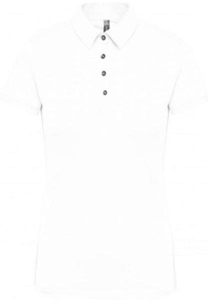 Női galléros rövid ujjú jersey póló, Kariban KA263, White-XS