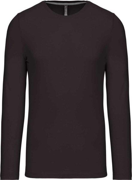 Férfi kereknyakú hosszú ujjú pamut póló, Kariban KA359, Dark Grey-2XL