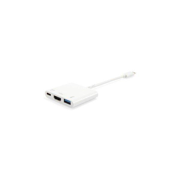 Equip Átalakító - 133461 (USB-C -> HDMI,USB-A, USB-C átalakító,
apa/anya (4096x2160 @ 30 Hz, PD)) - kifutó termék, bontatlan, nyomódott doboz