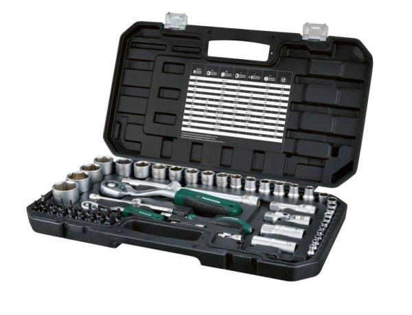 ParkSide PSS 65 A1 Socket Set 1/4" 6.3 mm és 1/2" 12.5 mm 65 részes
racsnis dugókulcs és bitfej készlet, krovakészlet kofferben, CR-V és S2
acélból