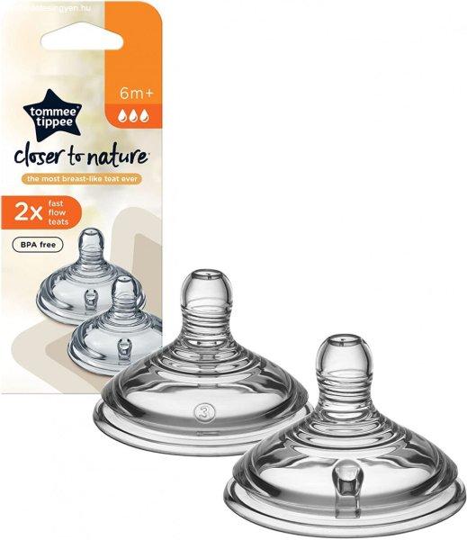 Tommee Tippee Closer To Nature 2db-os szilikon 6+ etetőcumi - gyors folyású