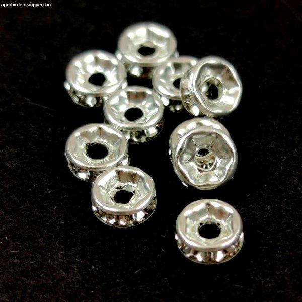 Rondelle ezüst színű - kristály strassz - 6mm