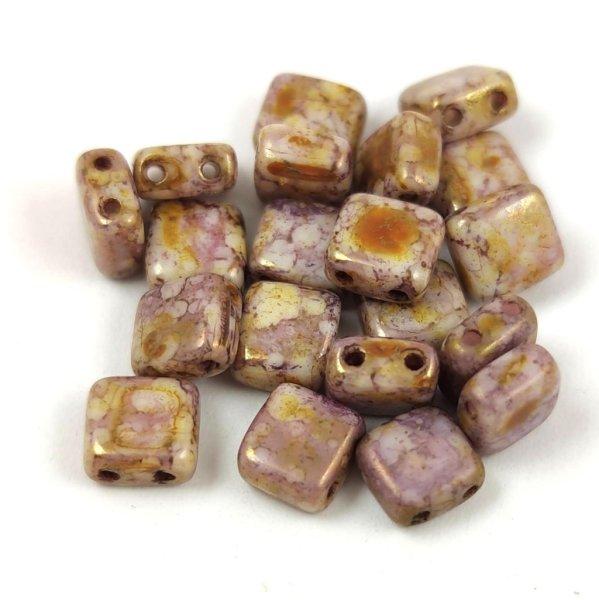 Tile gyöngy - Purple Bronze Alabaster - 6x6mm