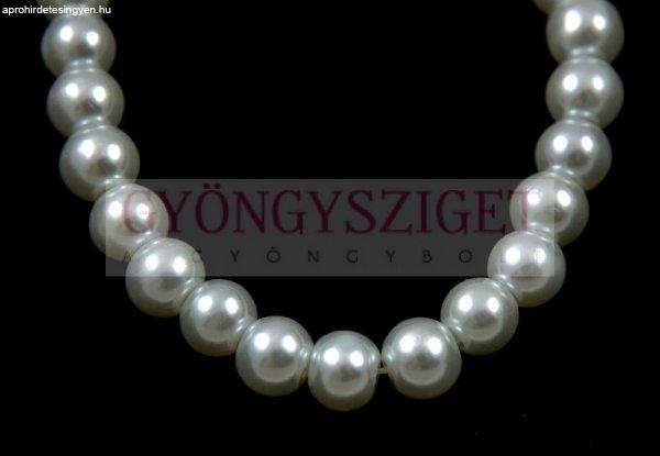 Tekla golyó gyöngy - White Pearl - 8mm (szálon - kb. 105db/szál)