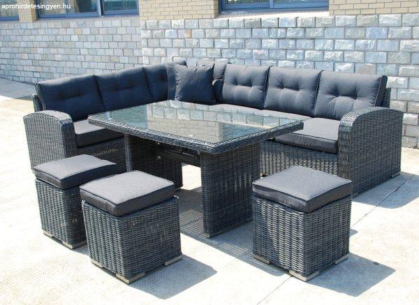 Rojaplast Montreal exkluzív polyrattan bútor garnitúra - antracit/szürke 