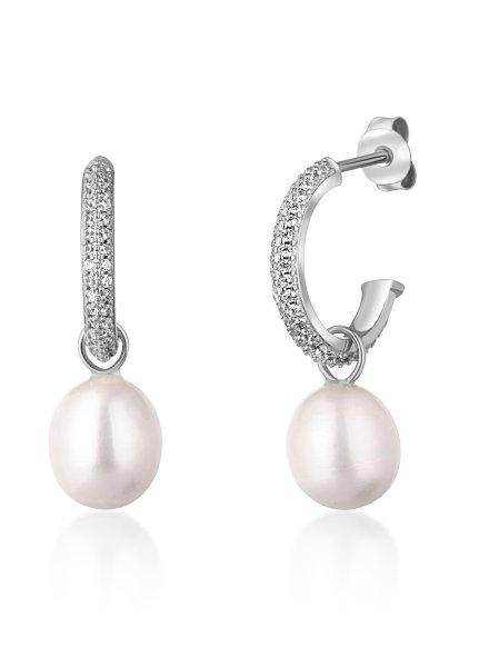 JwL Luxury Pearls Gyönyörű ezüst karika fülbevaló
valódi gyöngyökkel 2 az 1-ben JL0770