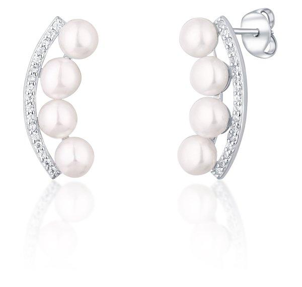 JwL Luxury Pearls Ezüst fülbevaló folyami gyöngyökkel
és cirkónium kövekkel JL0744