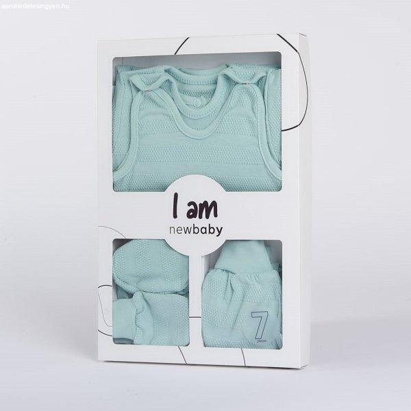 7-részes baba együttes újszülötteknek New Baby I AM kék