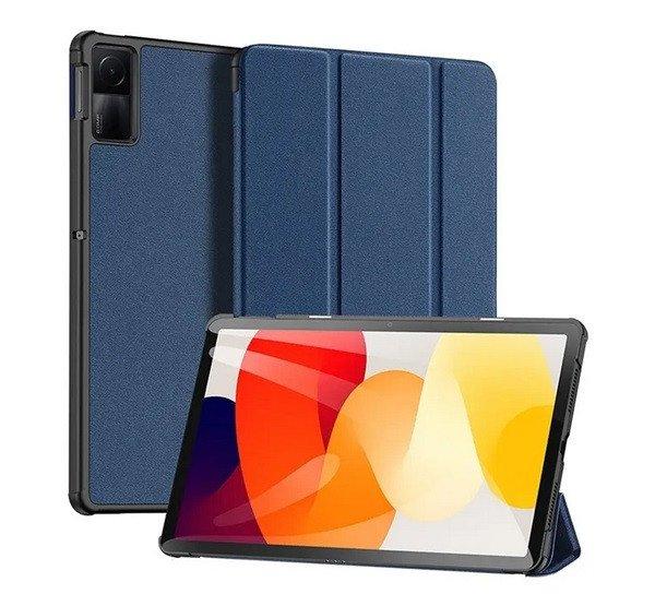 DUX DUCIS DOMO tok álló, bőr hatású (aktív, oldalra nyíló, TRIFOLD,
asztali tartó, textil minta) SÖTÉTKÉK Xiaomi Redmi Pad SE