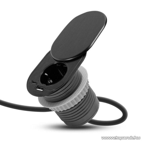 delight Beépíthető rejtett konnektor aljzat + USB + Type-C csatlakozó aljzat
"Slide it" technológiával, fekete (20463BK)