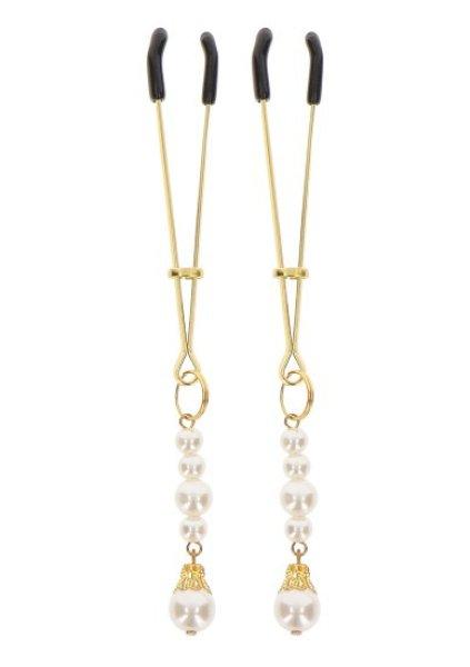 Taboom Nipple Play Tweezers With Pearls Gold