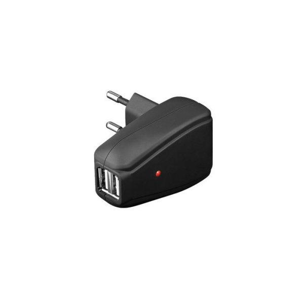 Goobay 42665 fekete gyári hálózati töltő 2X USB-A csatlakozóval 2A