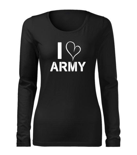 DRAGOWA Slim női hosszú ujjú póló i love army, fekete 160g/m2