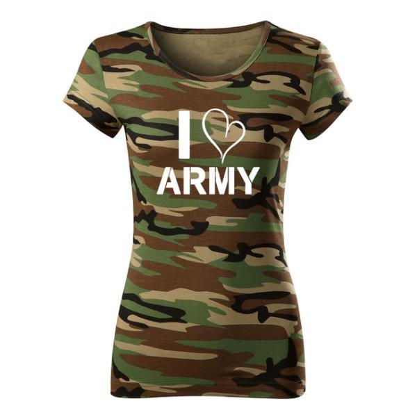 DRAGOWA női póló i love army, terepmintás 150g/m2