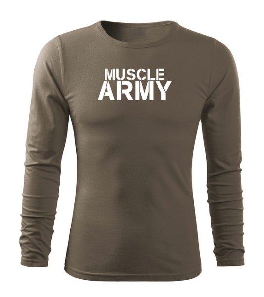 DRAGOWA Fit-T hosszú ujjú póló muscle army , oliva 160g/m2