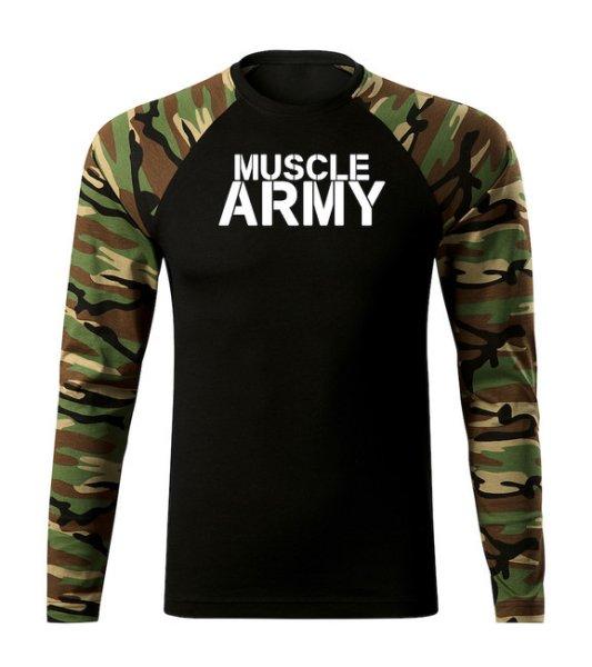 DRAGOWA Fit-T hosszú ujjú póló muscle army, woodland 160g/m2