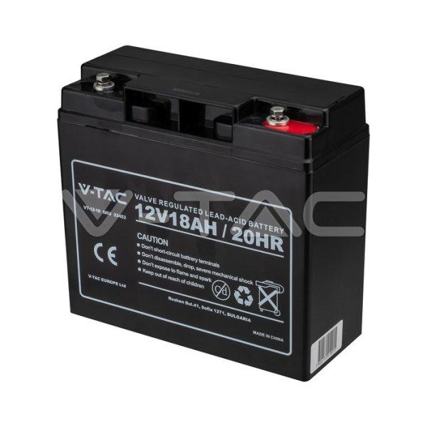 12V Ólomsavas akkumulátor, 18 Ah, M5, 180x77x168(168)mm (V-TAC)