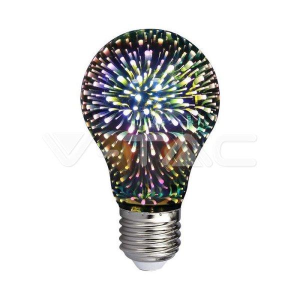 LED izzó 3W E27 Filament 3D A60 3000K (V-TAC)