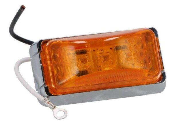 LED helyzetjelző lámpa 12/24V (ívelt trapéz) sárga, KRÓMOZOTT