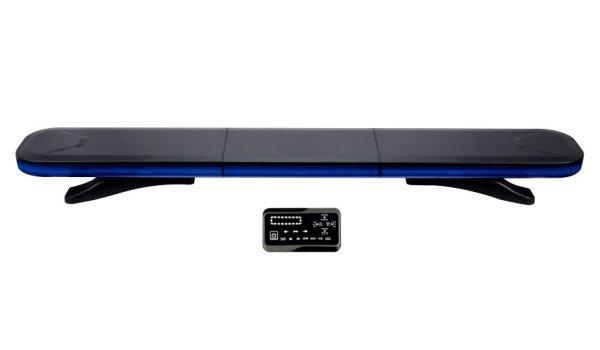 LED KÉK villogó FÉNYHÍD 1200mm SLIM csavarozható 12/24V +TÁVVEZÉRLŐ