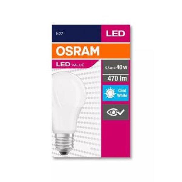 LED izzó, E27, gömb, A60, 5W, 470lm, 4000K (HF), OSRAM "Value"